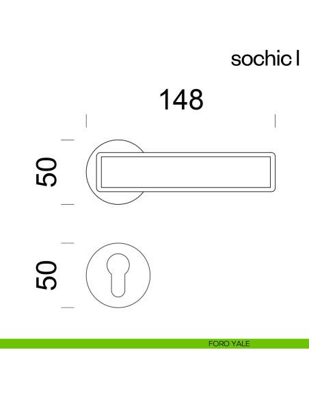 Maniglia per porta Sochic L dnd Handles con inserto in legno foro yale