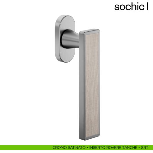 Maniglia per finestra martellina DK Sochic L dnd Handles - cromo satinato + inserto rovere tanche