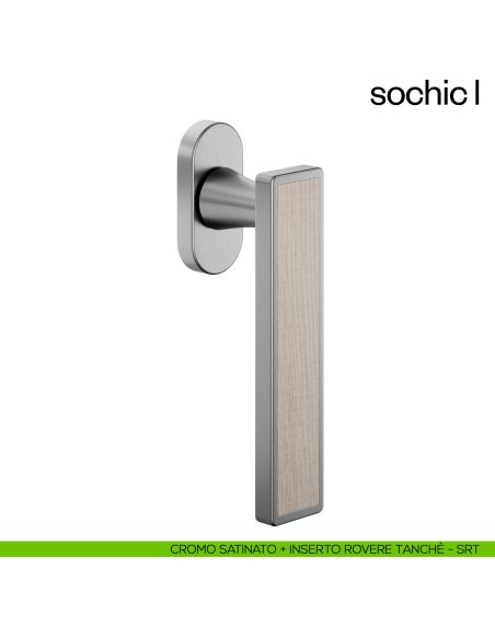 Maniglia per finestra martellina DK Sochic L dnd Handles - cromo satinato + inserto rovere tanche