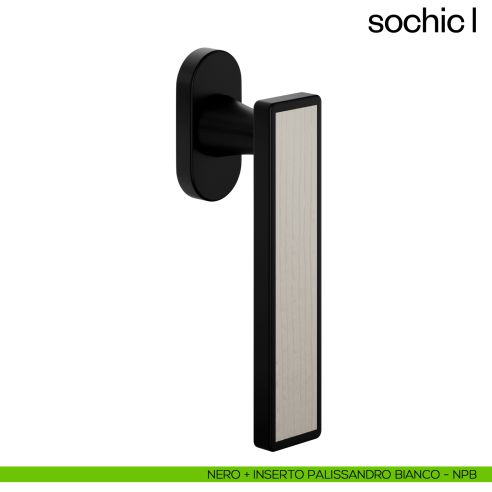 Maniglia per finestra martellina DK Sochic L dnd Handles - nero + inserto palissandro bianco