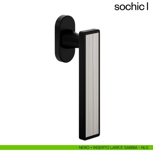 Maniglia per finestra martellina DK Sochic L dnd Handles - nero + inserto larice sabbia