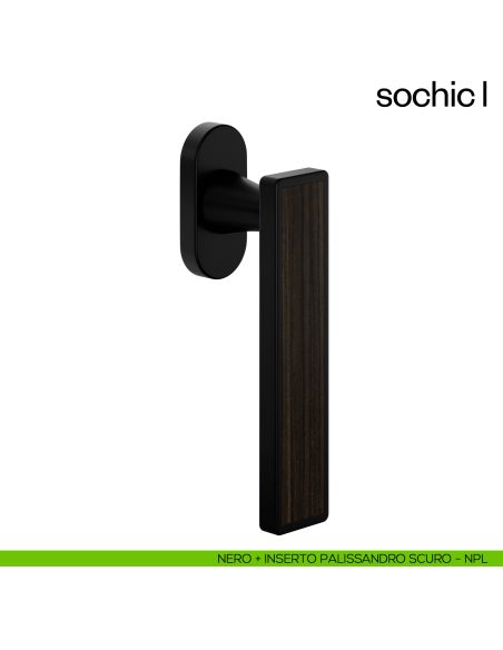 Maniglia per finestra martellina DK Sochic L dnd Handles - nero + inserto palissandro scuro