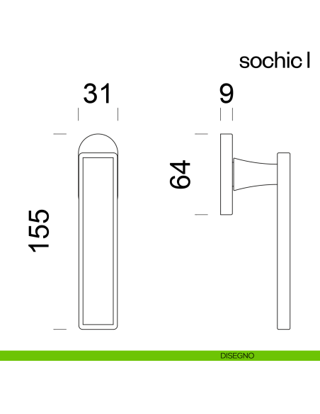 Maniglia per finestra martellina DK Sochic L dnd Handles con inserto in legno disegno