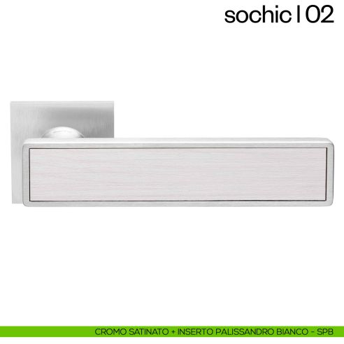 Maniglia per porta Sochic L 02 dnd Handles - cromo satinato + inserto palissandro bianco