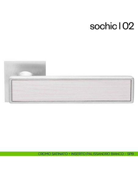 Maniglia per porta Sochic L 02 dnd Handles - cromo satinato + inserto palissandro bianco