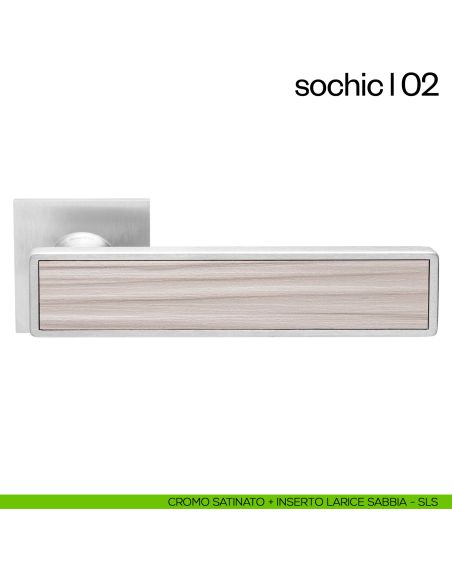 Maniglia per porta Sochic L 02 dnd Handles - cromo satinato + inserto larice sabbia