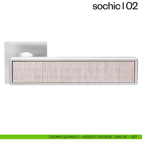 Maniglia per porta Sochic L 02 dnd Handles - cromo satinato + inserto rovere tanche