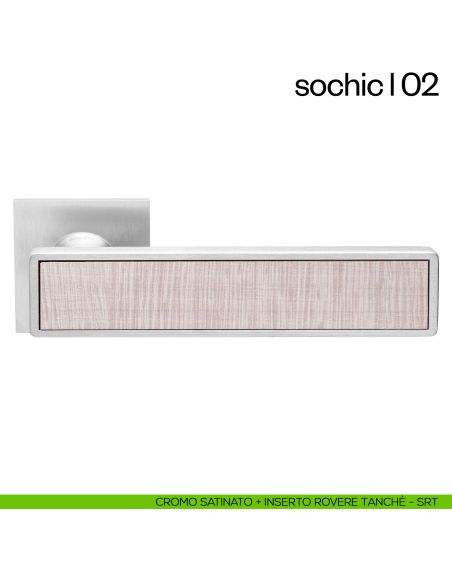 Maniglia per porta Sochic L 02 dnd Handles - cromo satinato + inserto rovere tanche