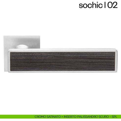 Maniglia per porta Sochic L 02 dnd Handles - cromo satinato + inserto palissandro scuro