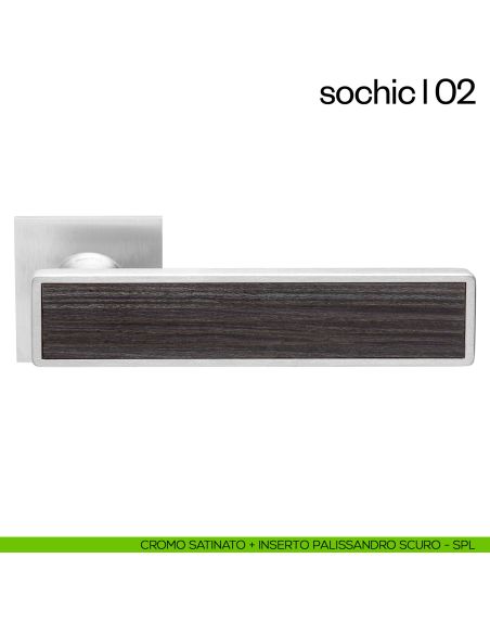 Maniglia per porta Sochic L 02 dnd Handles - cromo satinato + inserto palissandro scuro