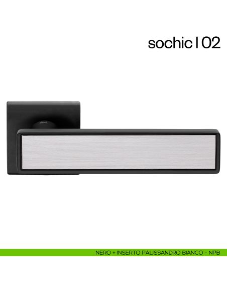 Maniglia per porta Sochic L 02 dnd Handles - nero + inserto palissandro bianco