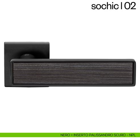 Maniglia per porta Sochic L 02 dnd Handles - nero + inserto palissandro scuro