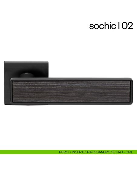 Maniglia per porta Sochic L 02 dnd Handles - nero + inserto palissandro scuro