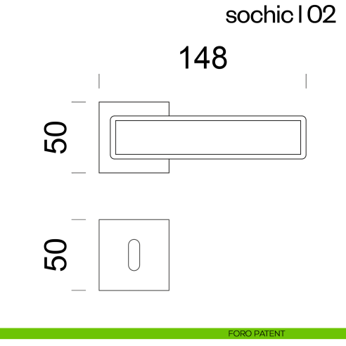 Maniglia per porta Sochic L 02 dnd Handles con inserto in legno foro patent