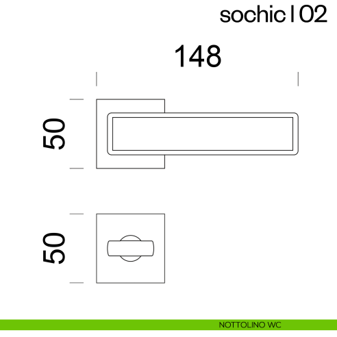 Maniglia per porta Sochic L 02 dnd Handles con inserto in legno nottolino wc
