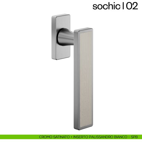 Maniglia per finestra martellina DK Sochic L 02 dnd Handles - cromo satinato + inserto palissandro bianco