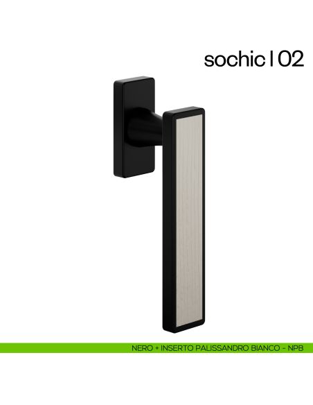Maniglia per finestra martellina DK Sochic L 02 dnd Handles - nero + inserto palissandro bianco