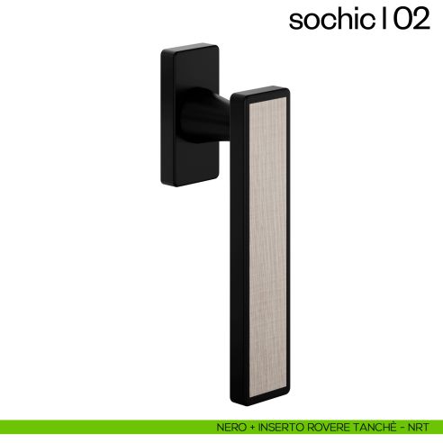 Maniglia per finestra martellina DK Sochic L 02 dnd Handles - nero + inserto rovere tanche