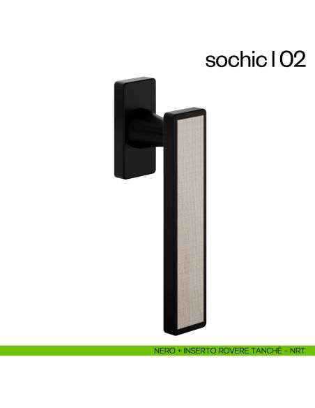 Maniglia per finestra martellina DK Sochic L 02 dnd Handles - nero + inserto rovere tanche