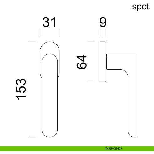 Maniglia per finestra martellina DK Spot dnd disegno