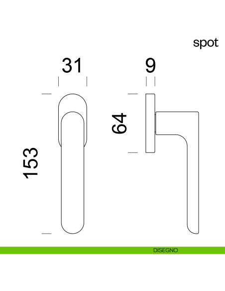 Maniglia per finestra martellina DK Spot dnd disegno