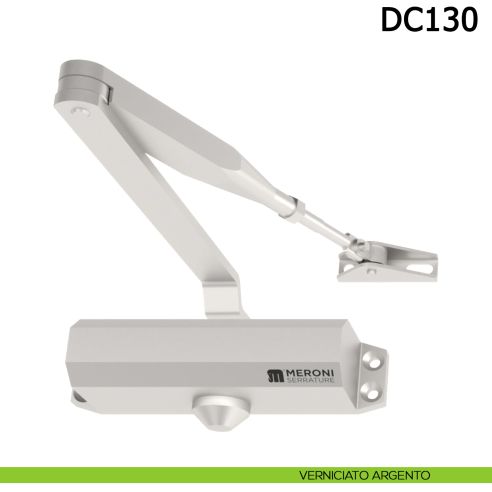 Chiudiporta aereo Meroni DC130 a forza variabile EN 3-4 braccio standard - verniciato argento