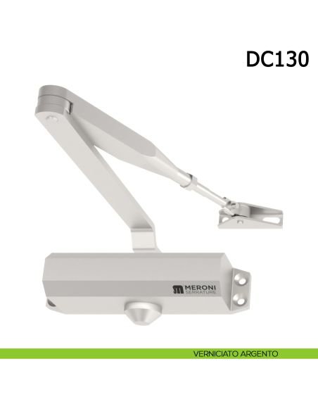 Chiudiporta aereo Meroni DC130 a forza variabile EN 3-4 braccio standard - verniciato argento