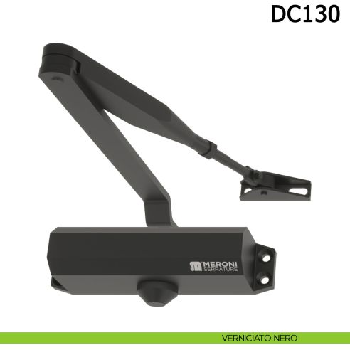 Chiudiporta aereo Meroni DC130 a forza variabile EN 3-4 braccio standard - verniciato nero