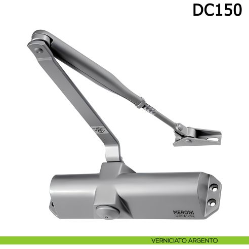 Chiudiporta aereo Meroni DC150 a forza variabile EN 2-3-4 braccio standard - verniciato argento