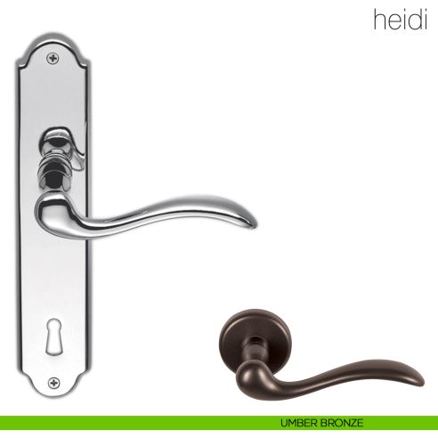 Maniglia con placca per porta Heidi Colombo Design - umber bronze - foro patent