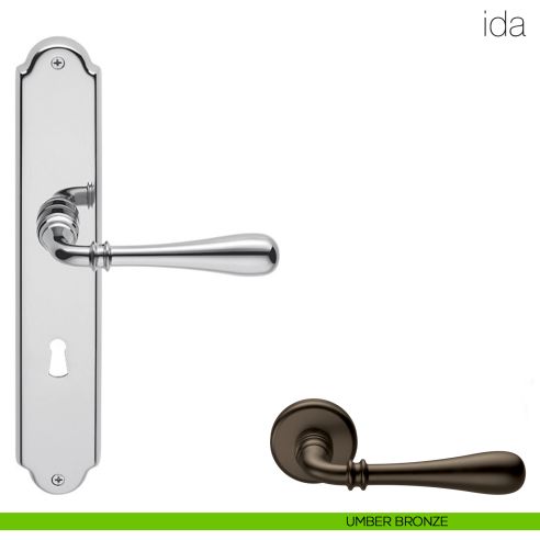 Maniglia con placca per porta Ida Colombo Design - umber bronze - foro patent