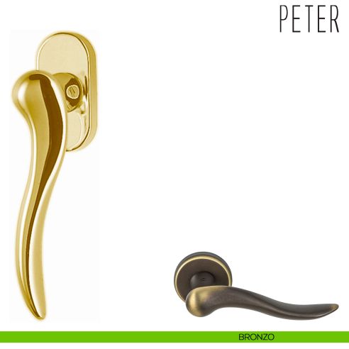 Maniglia per finestra martellina DK Peter Colombo Design bronzo
