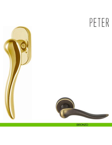 Maniglia per finestra martellina DK Peter Colombo Design bronzo