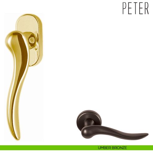 Maniglia per finestra martellina DK Peter Colombo Design umber bronze