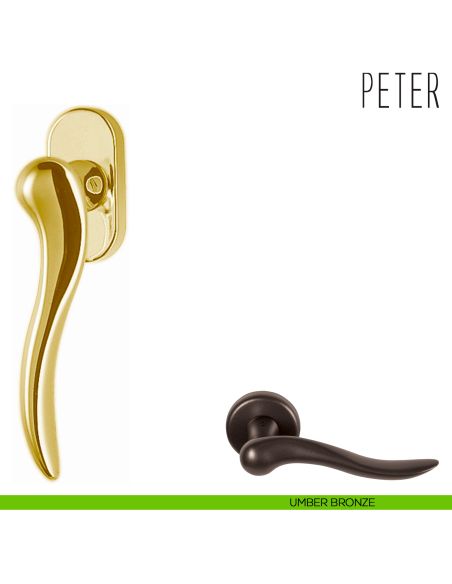 Maniglia per finestra martellina DK Peter Colombo Design umber bronze