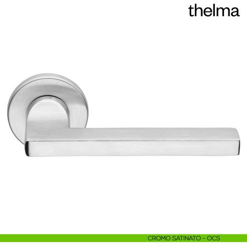 Maniglia per porta Thelma Dnd Handles con rosetta tonda cromo satinato