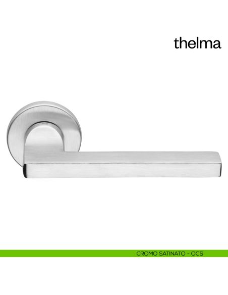 Maniglia per porta Thelma Dnd Handles con rosetta tonda cromo satinato