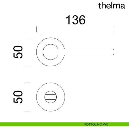Maniglia per porta Thelma Dnd Handles con rosetta tonda nottolino wc