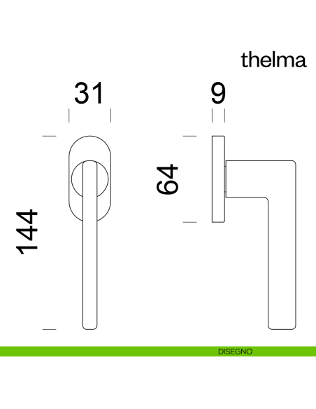 Maniglia per finestra martellina DK Thelma dnd disegno