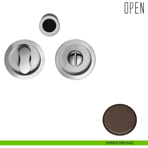 Maniglia per porta scorrevole Open Colombo Design con nottolino senza serratura umber bronze