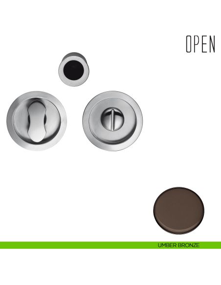 Maniglia per porta scorrevole Open Colombo Design con nottolino senza serratura umber bronze