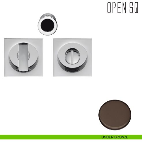 Maniglia per porta scorrevole Open SQ Colombo Design con nottolino senza serratura umber bronze