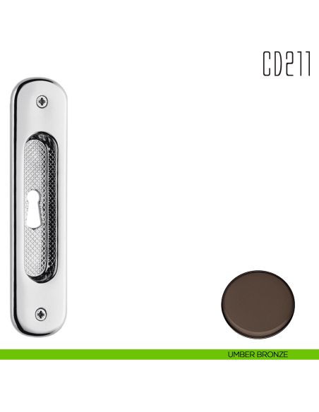 Maniglia per porta scorrevole CD211 CF Colombo Design con foro chiave umber bronze