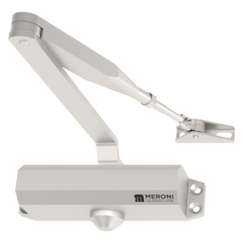 Chiudiporta aereo Meroni DC130 a forza variabile EN 3-4 braccio standard - verniciato argento