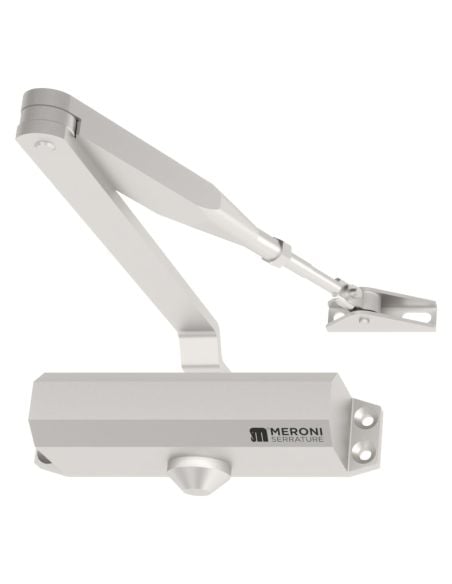 Chiudiporta aereo Meroni DC130 a forza variabile EN 3-4 braccio standard - verniciato argento