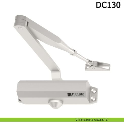 Chiudiporta aereo Meroni DC130 a forza variabile EN 3-4 braccio standard - verniciato argento