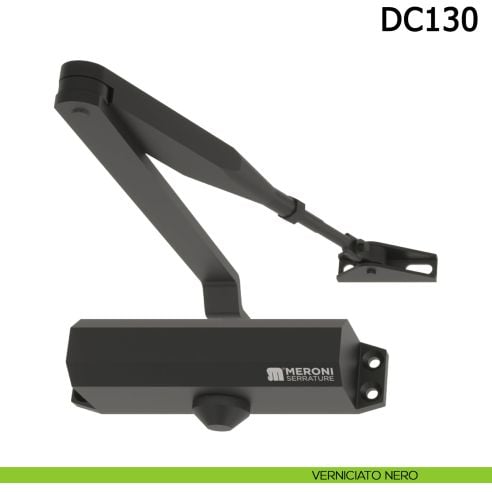 Chiudiporta aereo Meroni DC130 a forza variabile EN 3-4 braccio standard - verniciato nero