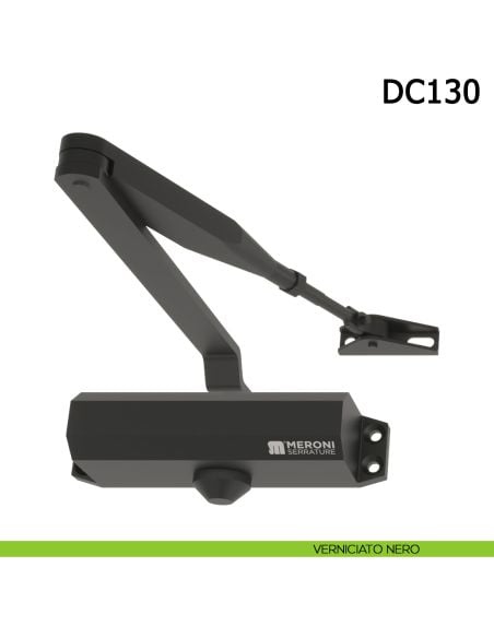 Chiudiporta aereo Meroni DC130 a forza variabile EN 3-4 braccio standard - verniciato nero