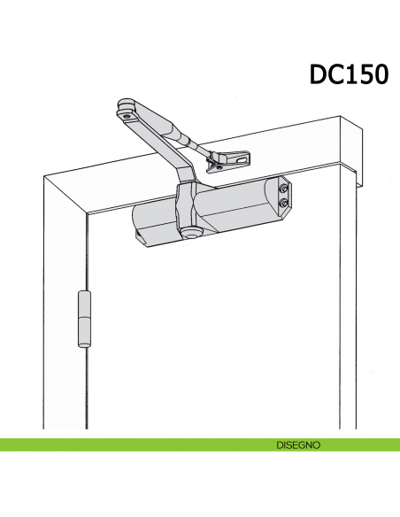 Chiudiporta aereo Meroni DC150 a forza variabile EN 2-3-4 - disegno