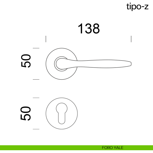 Maniglia per porta Tipo-Z dnd Handles foro yale
